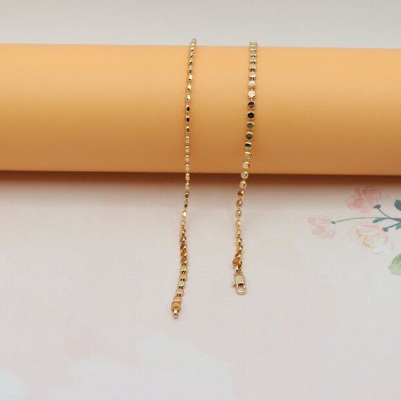 "Flat Disc Rose Gold Necklace Chic Reflective Shine, XPNL0136 - Picture 11 of 12